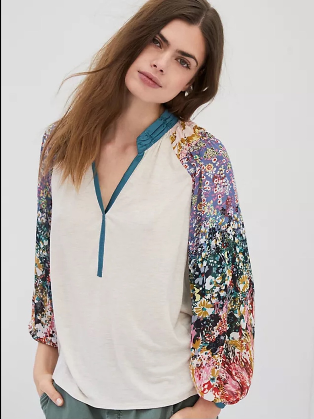 Anthropologie Tiny Eleanor Balloon Sleeve Floral Blouse